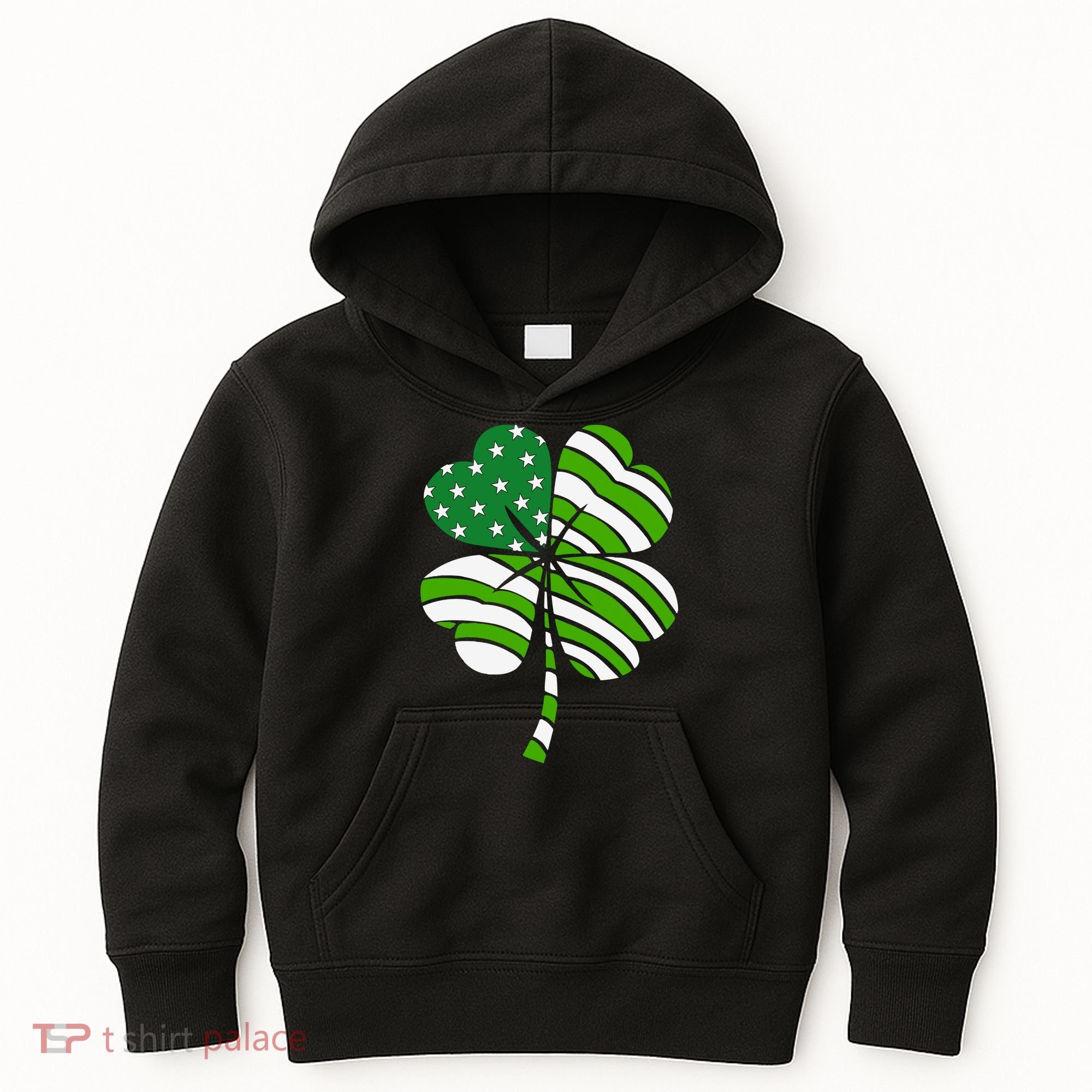 St. Patricks Day Irish American Flag Ireland Shamrock Clover Kids Hoodie