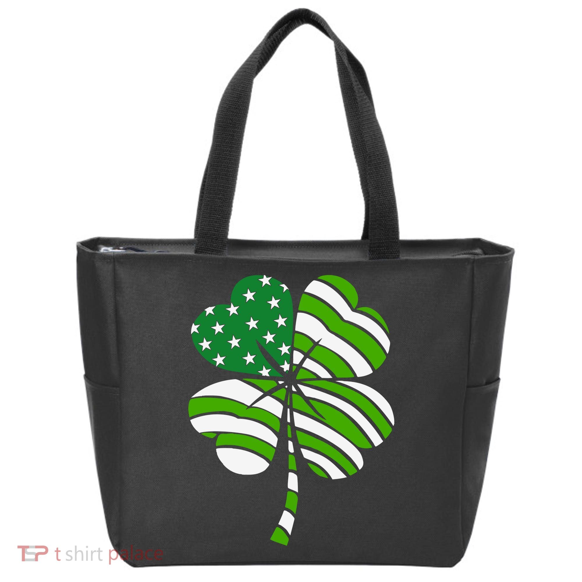 St. Patricks Day Irish American Flag Ireland Shamrock Clover Tote Bag