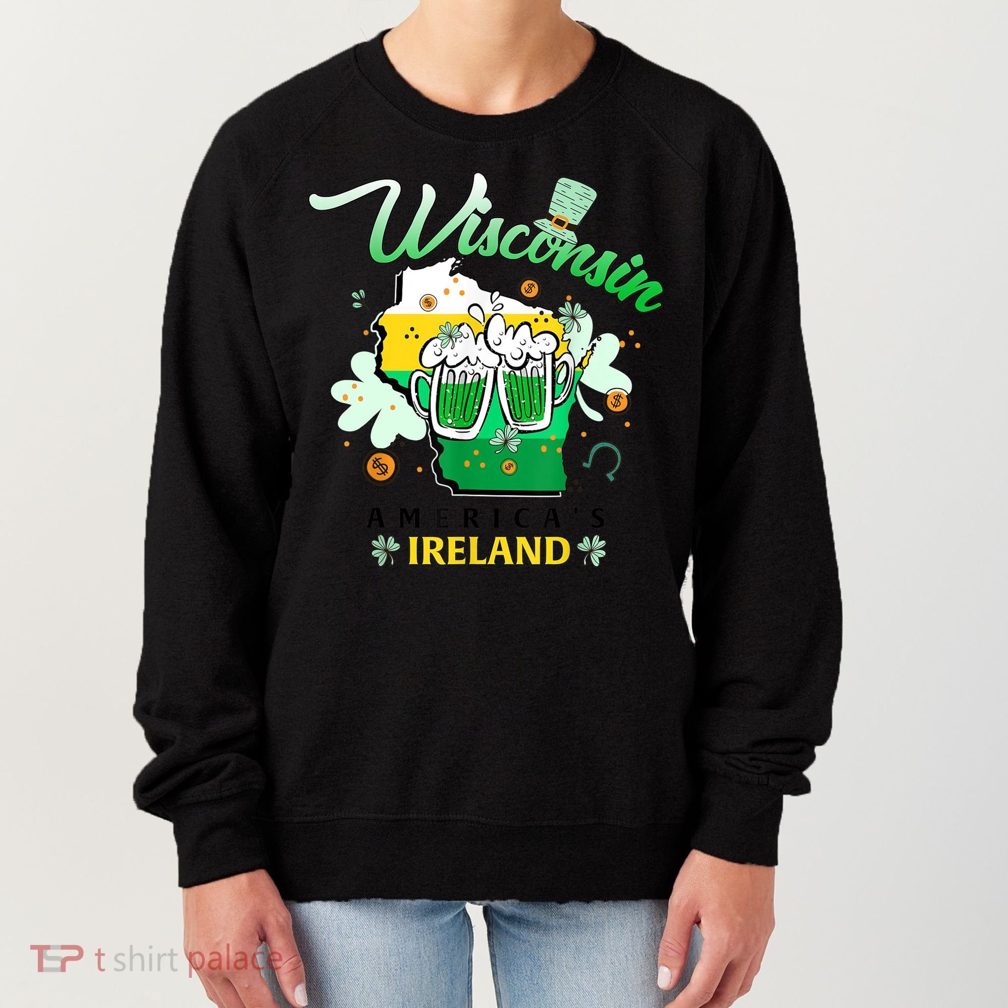 St Patricks Day Wisconsin Americas Ireland Irish Beer Lover Gift Women's Sweatshirt