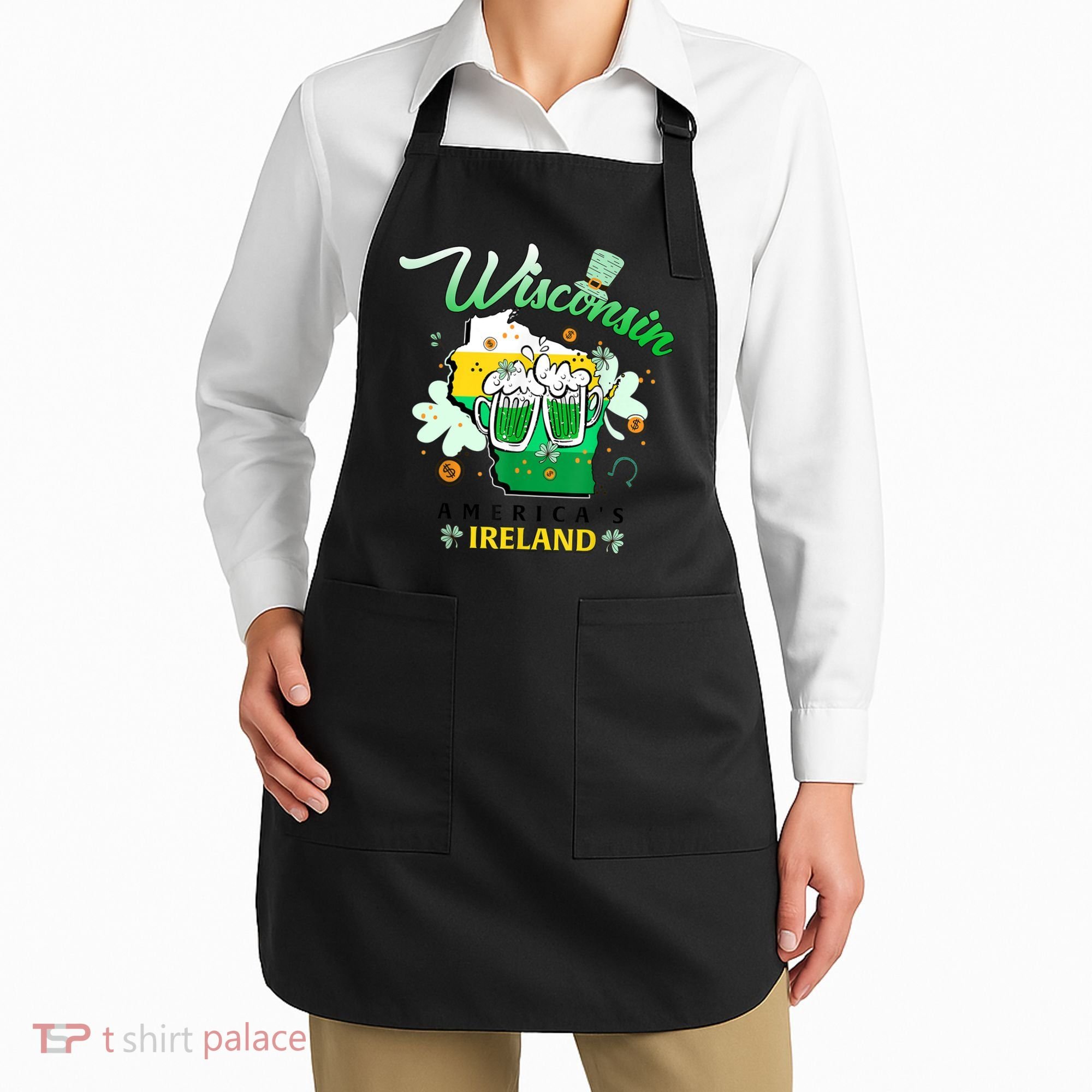 St Patricks Day Wisconsin Americas Ireland Irish Beer Lover Gift Apron