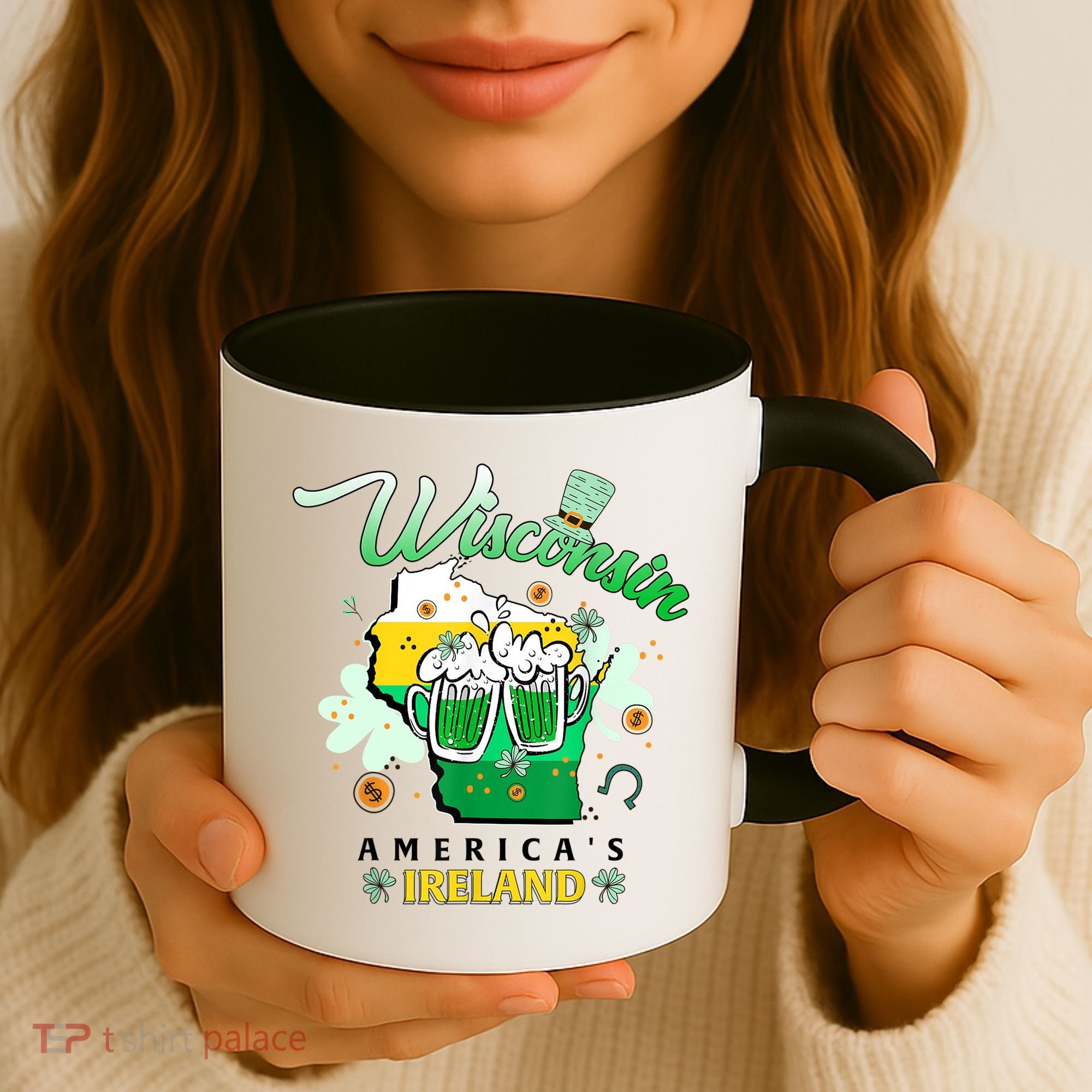 St Patricks Day Wisconsin Americas Ireland Irish Beer Lover Gift Coffee Mug