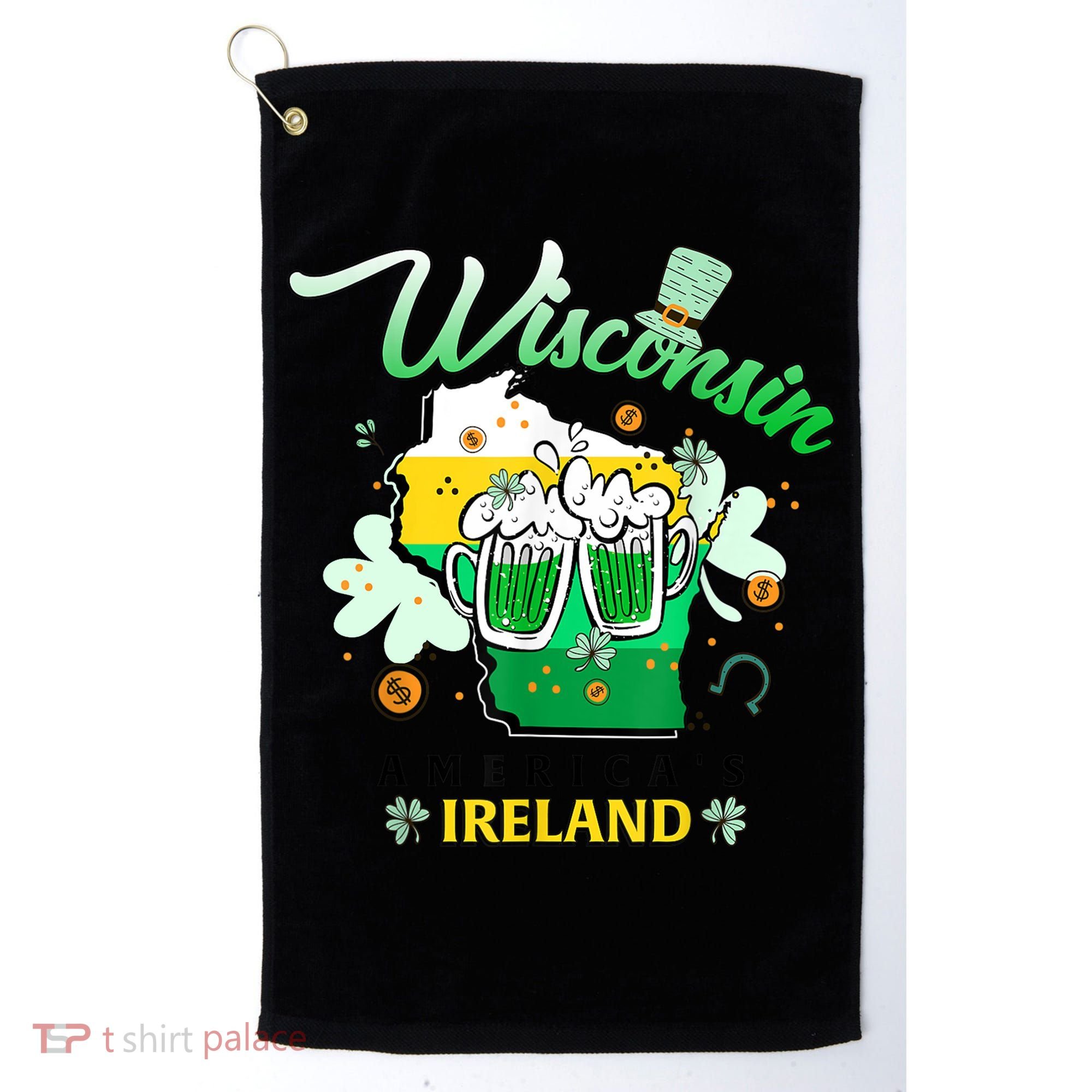 St Patricks Day Wisconsin Americas Ireland Irish Beer Lover Gift Golf Towel