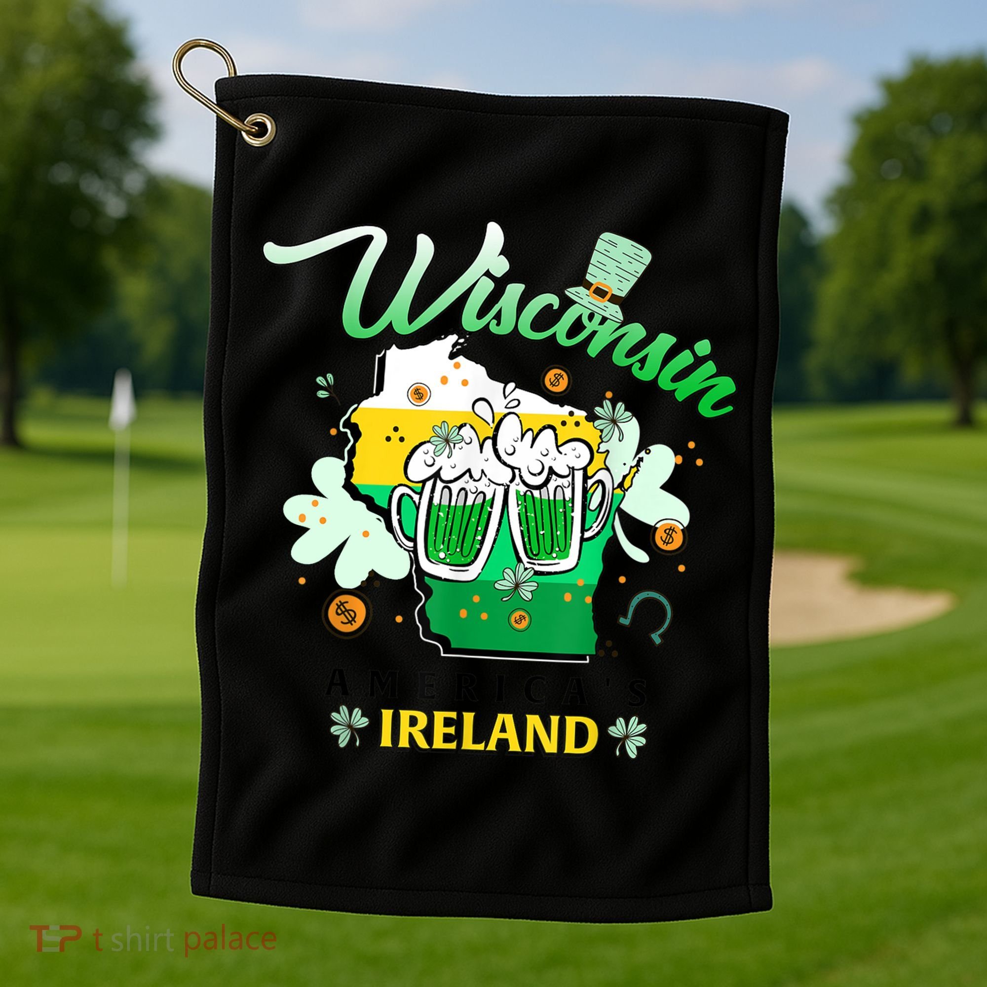 St Patricks Day Wisconsin Americas Ireland Irish Beer Lover Gift Golf Towel