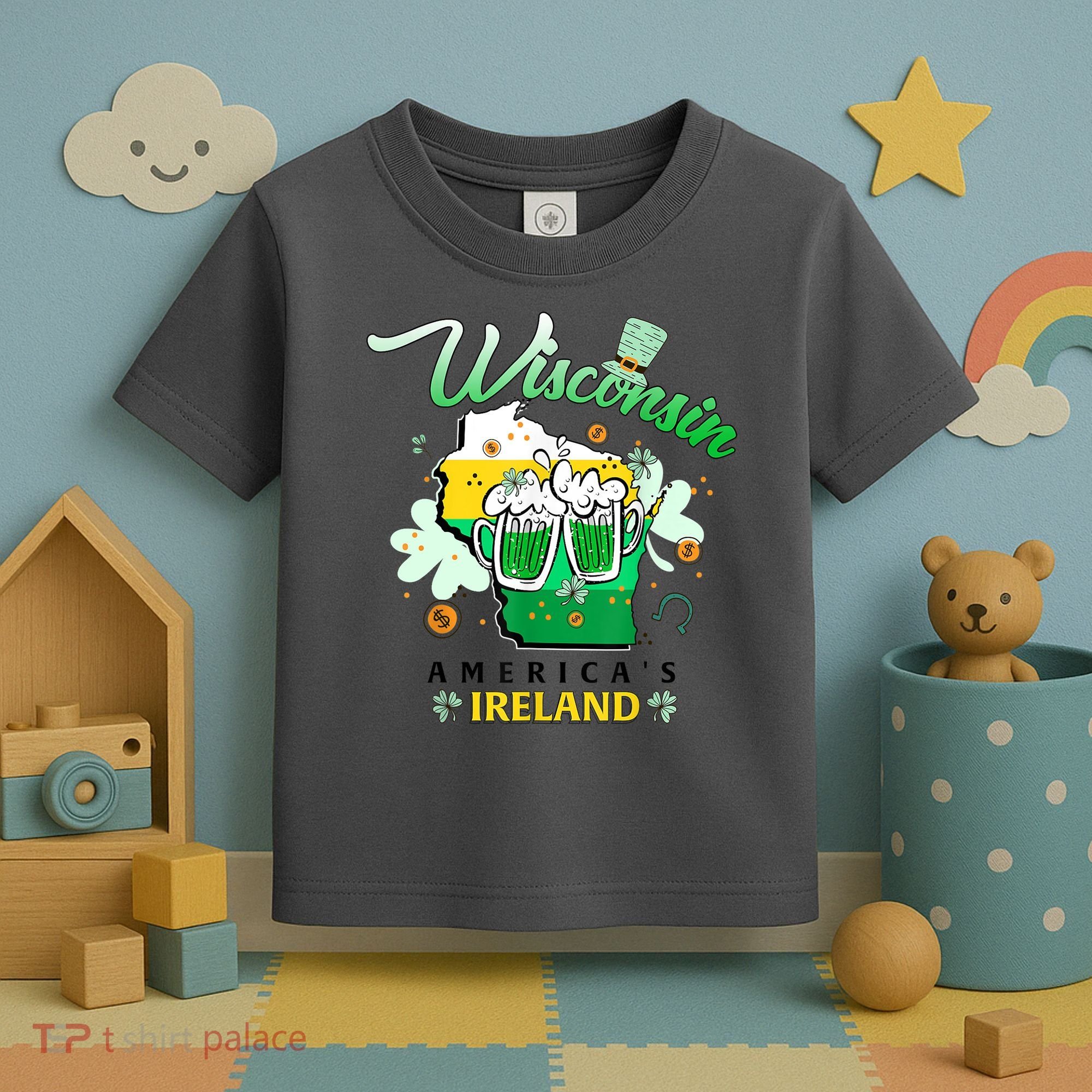St Patricks Day Wisconsin Americas Ireland Irish Beer Lover Gift Toddler T-Shirt