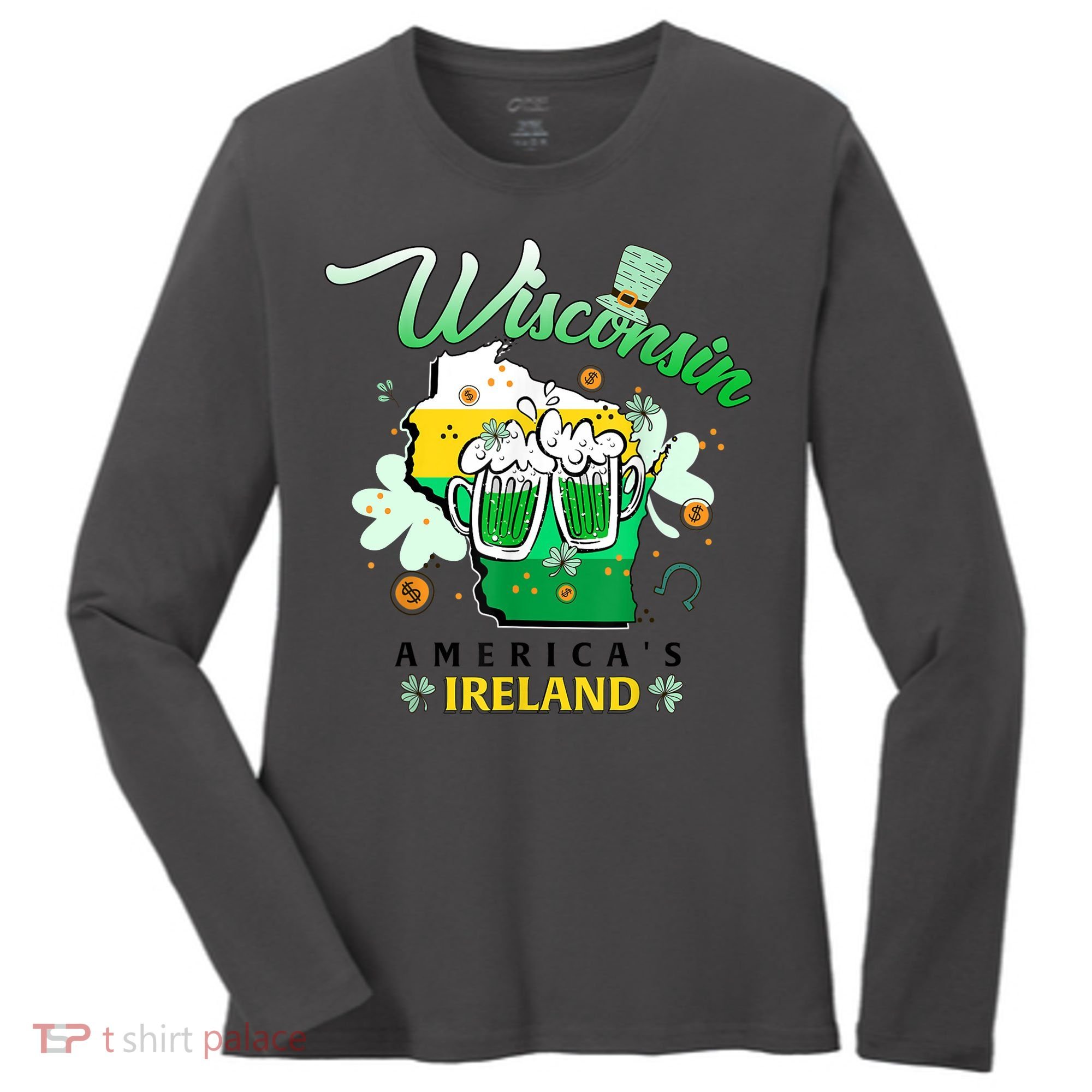 St Patricks Day Wisconsin Americas Ireland Irish Beer Lover Gift Women's Long Sleeve Shirt