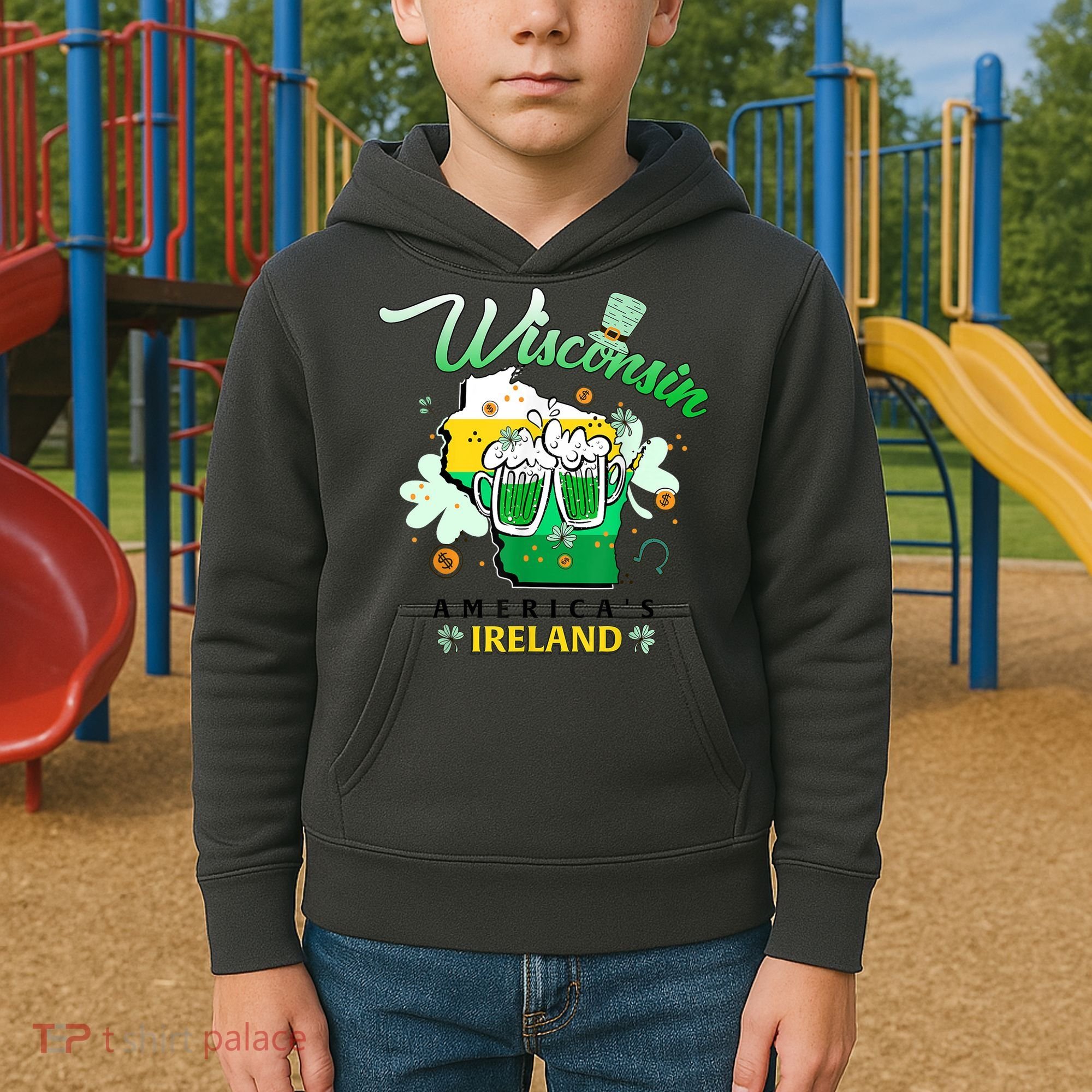 St Patricks Day Wisconsin Americas Ireland Irish Beer Lover Gift Kids Hoodie