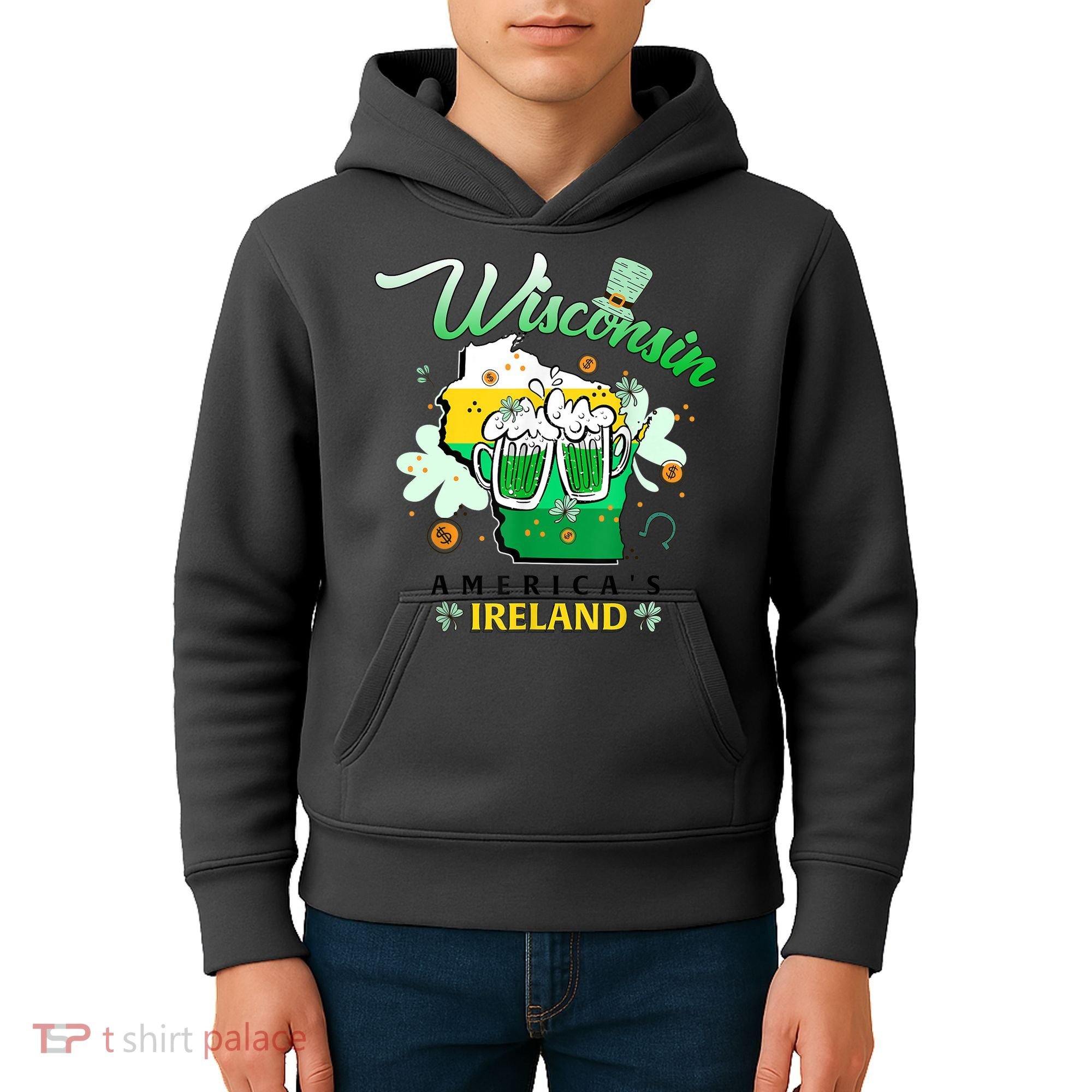 St Patricks Day Wisconsin Americas Ireland Irish Beer Lover Gift Kids Hoodie