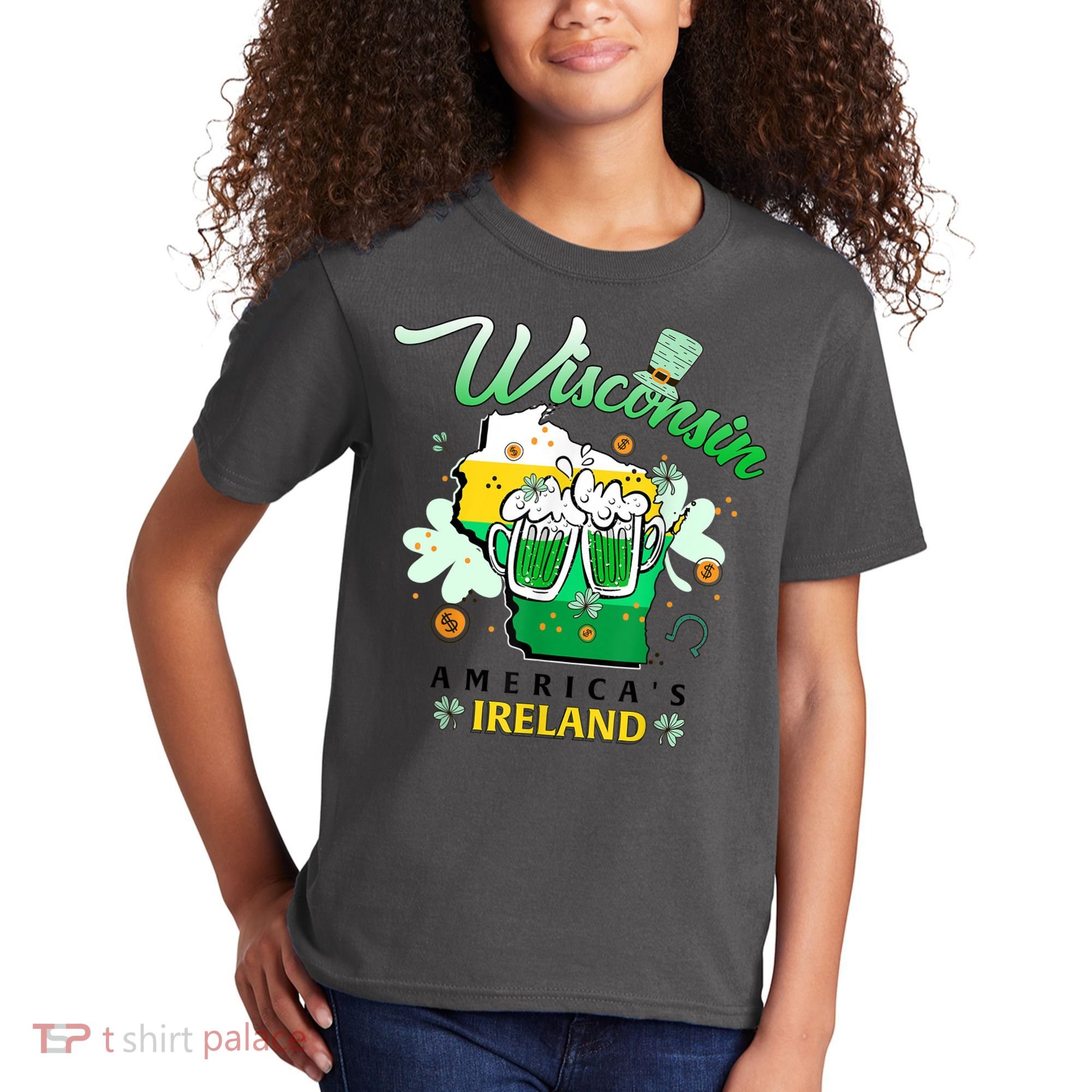 St Patricks Day Wisconsin Americas Ireland Irish Beer Lover Gift Kids T-Shirt