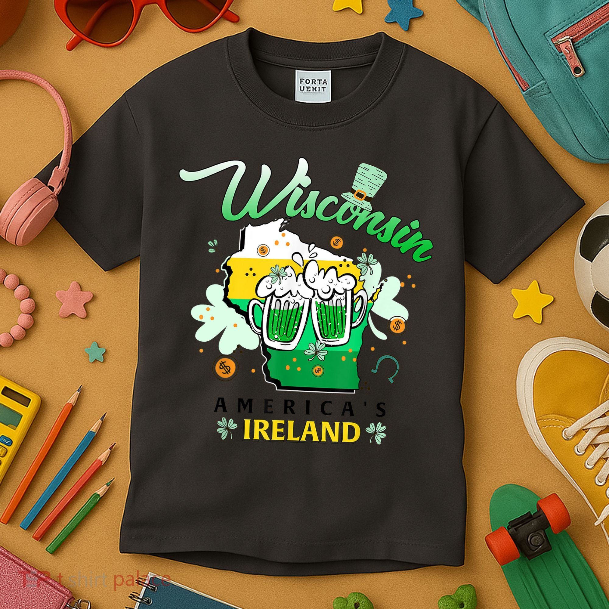 St Patricks Day Wisconsin Americas Ireland Irish Beer Lover Gift Kids T-Shirt