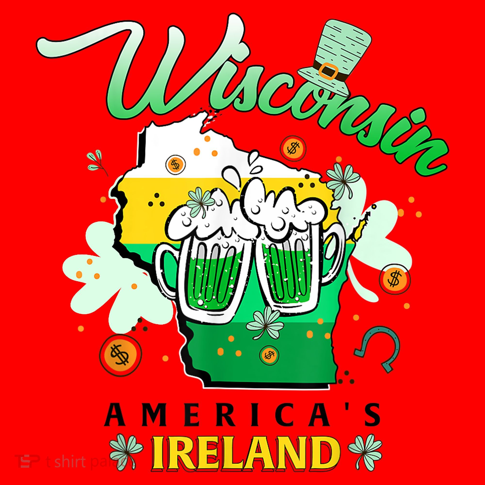 St Patricks Day Wisconsin Americas Ireland Irish Beer Lover Gift Santa Hat
