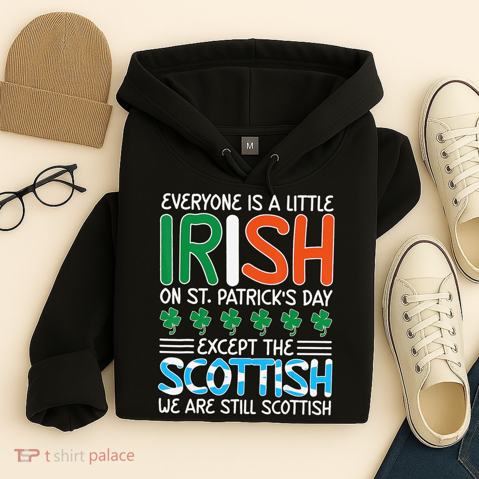 St Patrick's Day Irish Flag Scottish Shamrock Funny Joke Hoodie