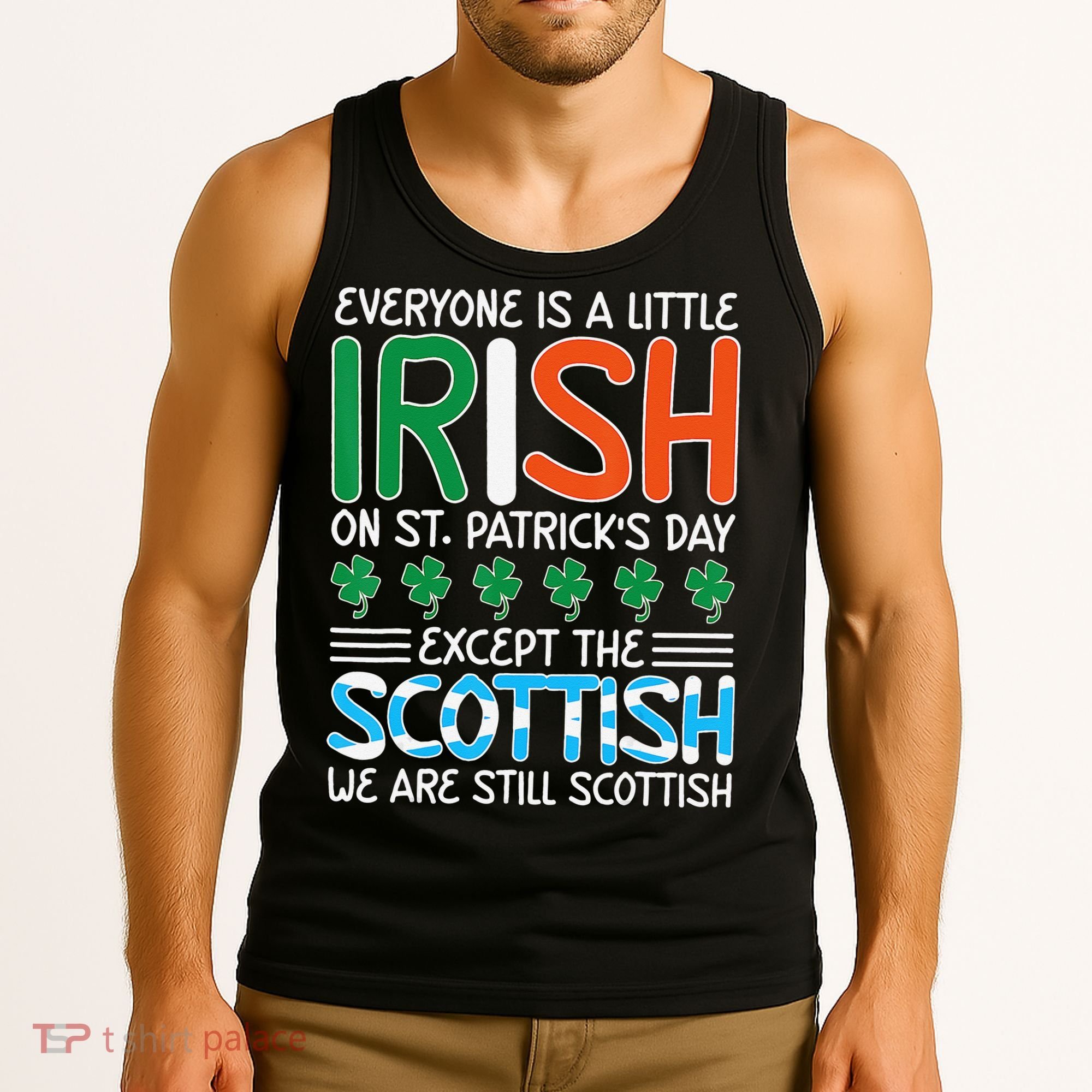 St Patrick's Day Irish Flag Scottish Shamrock Funny Joke Tank Top