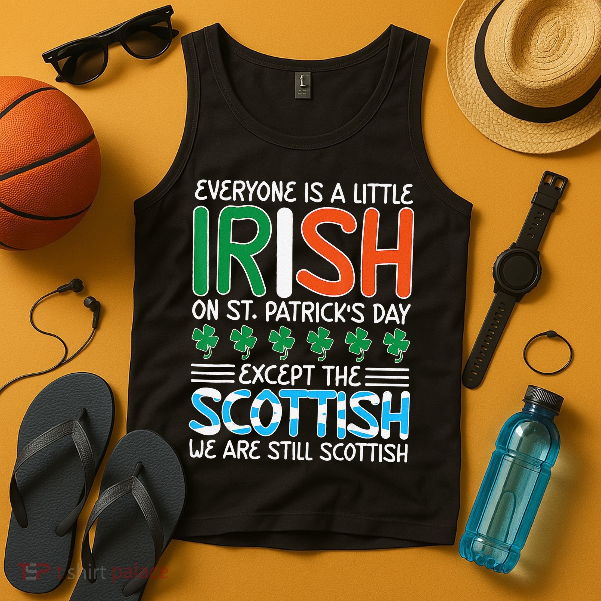 St Patrick's Day Irish Flag Scottish Shamrock Funny Joke Tank Top