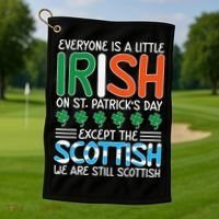St Patrick's Day Irish Flag Scottish Shamrock Funny Joke Golf Towel thumb 1