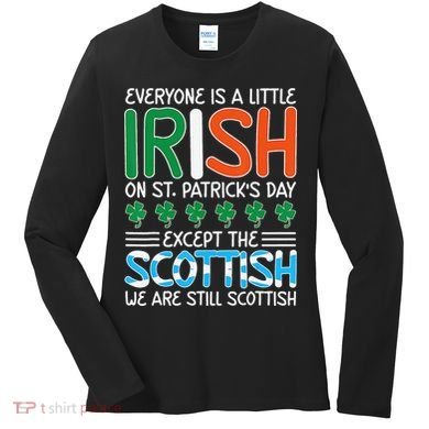 St Patrick's Day Irish Flag Scottish Shamrock Funny Joke Women's Long Sleeve Shirt