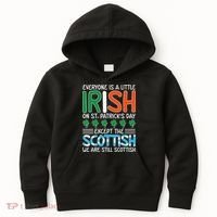 St Patrick's Day Irish Flag Scottish Shamrock Funny Joke Kids Hoodie thumb 0