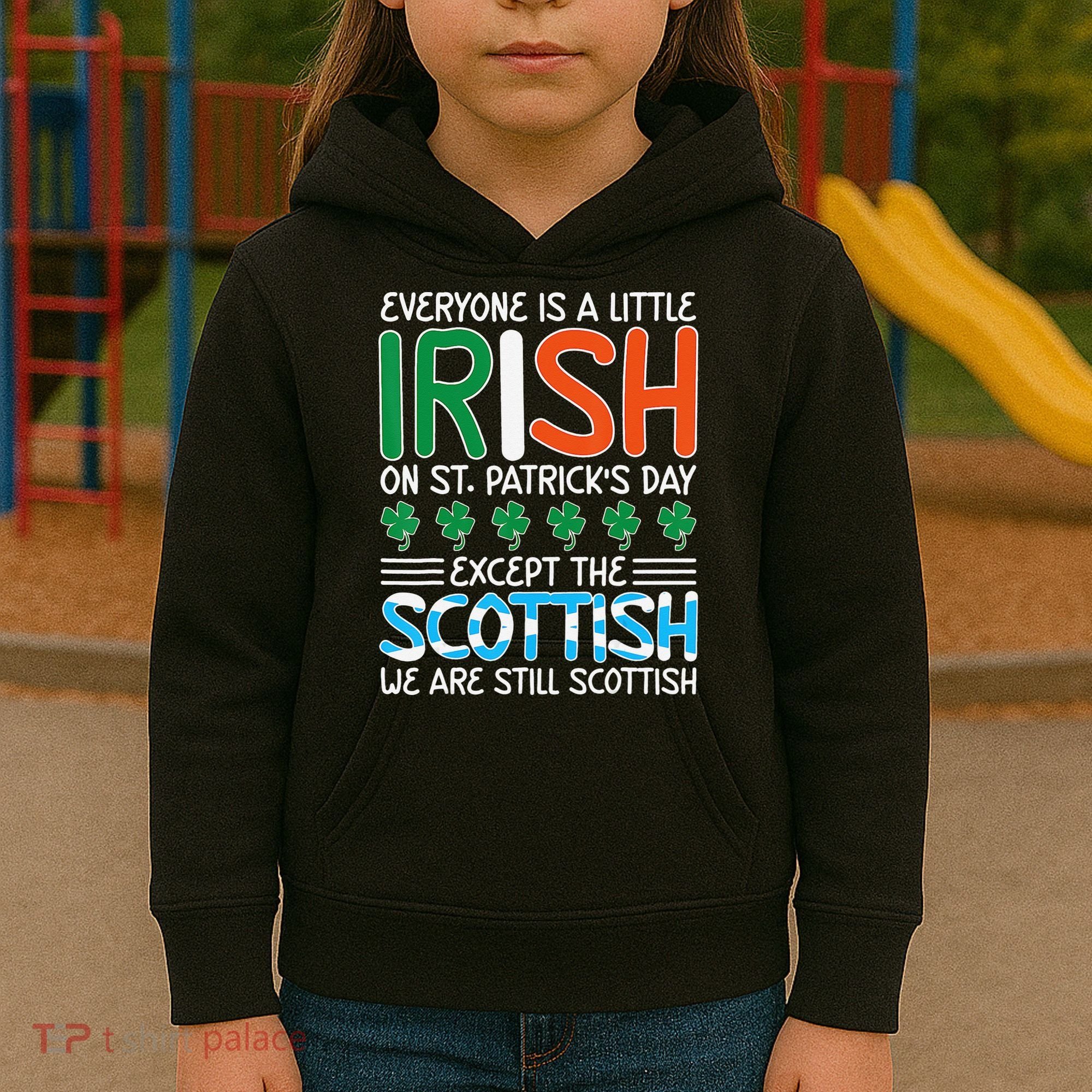 St Patrick's Day Irish Flag Scottish Shamrock Funny Joke Kids Hoodie