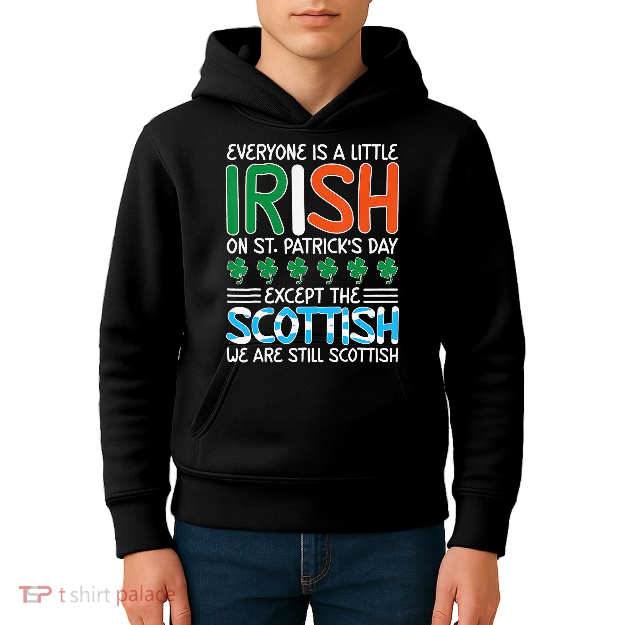 St Patrick's Day Irish Flag Scottish Shamrock Funny Joke Kids Hoodie