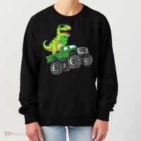 St Patricks Day T Rex Riding Monster Truck Dino Women's Sweatshirt thumb 0
