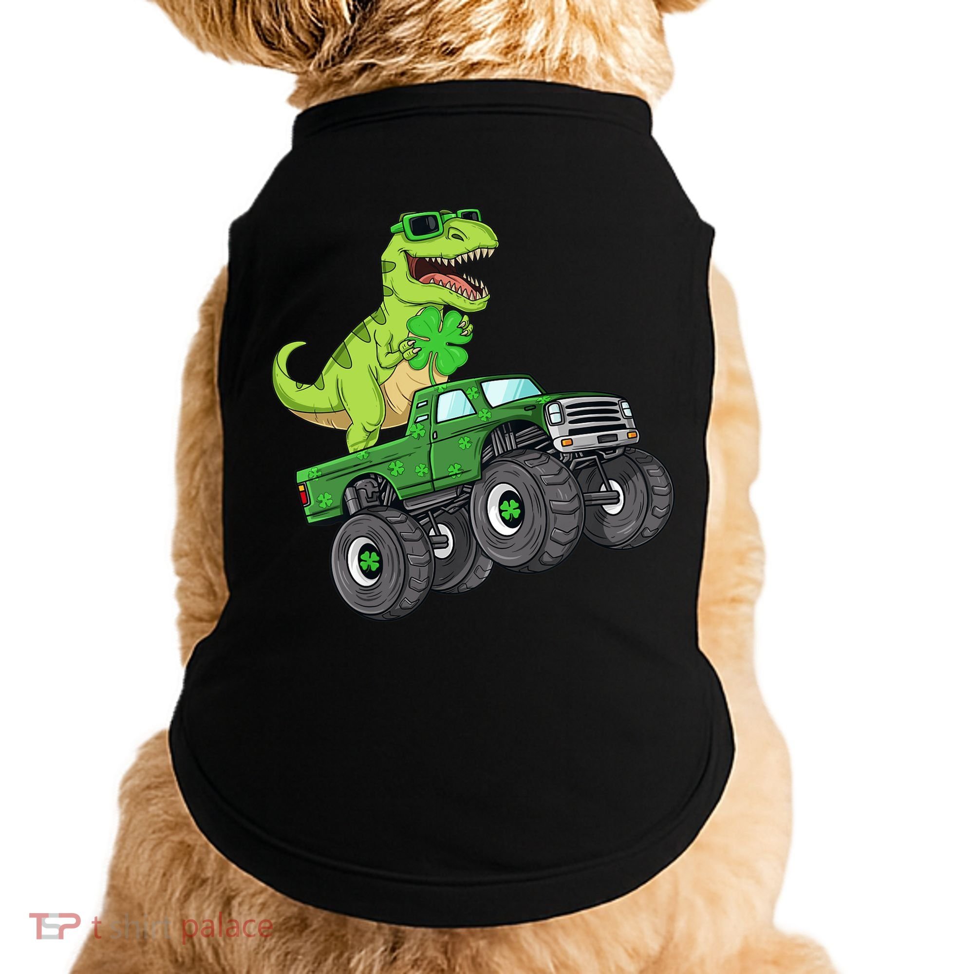 St Patricks Day T Rex Riding Monster Truck Dino Doggie Tank