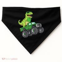 St Patricks Day T Rex Riding Monster Truck Dino USA-Made Doggie Bandana thumb 0