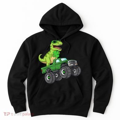 St Patricks Day T Rex Riding Monster Truck Dino Hoodie