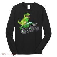 St Patricks Day T Rex Riding Monster Truck Dino Long Sleeve Shirt thumb 0