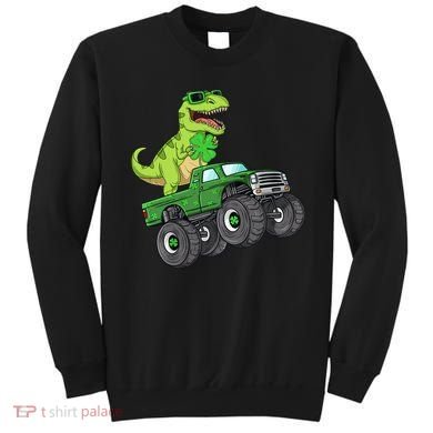 St Patricks Day T Rex Riding Monster Truck Dino Sweatshirt