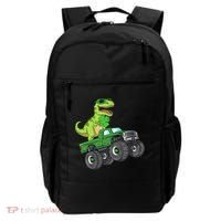 St Patricks Day T Rex Riding Monster Truck Dino Backpack thumb 0