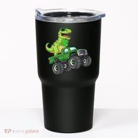 St Patricks Day T Rex Riding Monster Truck Dino Tumbler thumb 0