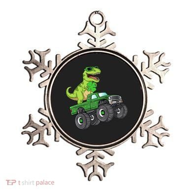 St Patricks Day T Rex Riding Monster Truck Dino Ornament