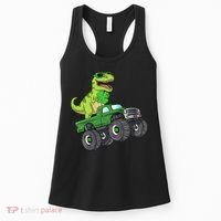 St Patricks Day T Rex Riding Monster Truck Dino Women's Tank Top thumb 0
