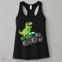 St Patricks Day T Rex Riding Monster Truck Dino Women's Tank Top thumb 3