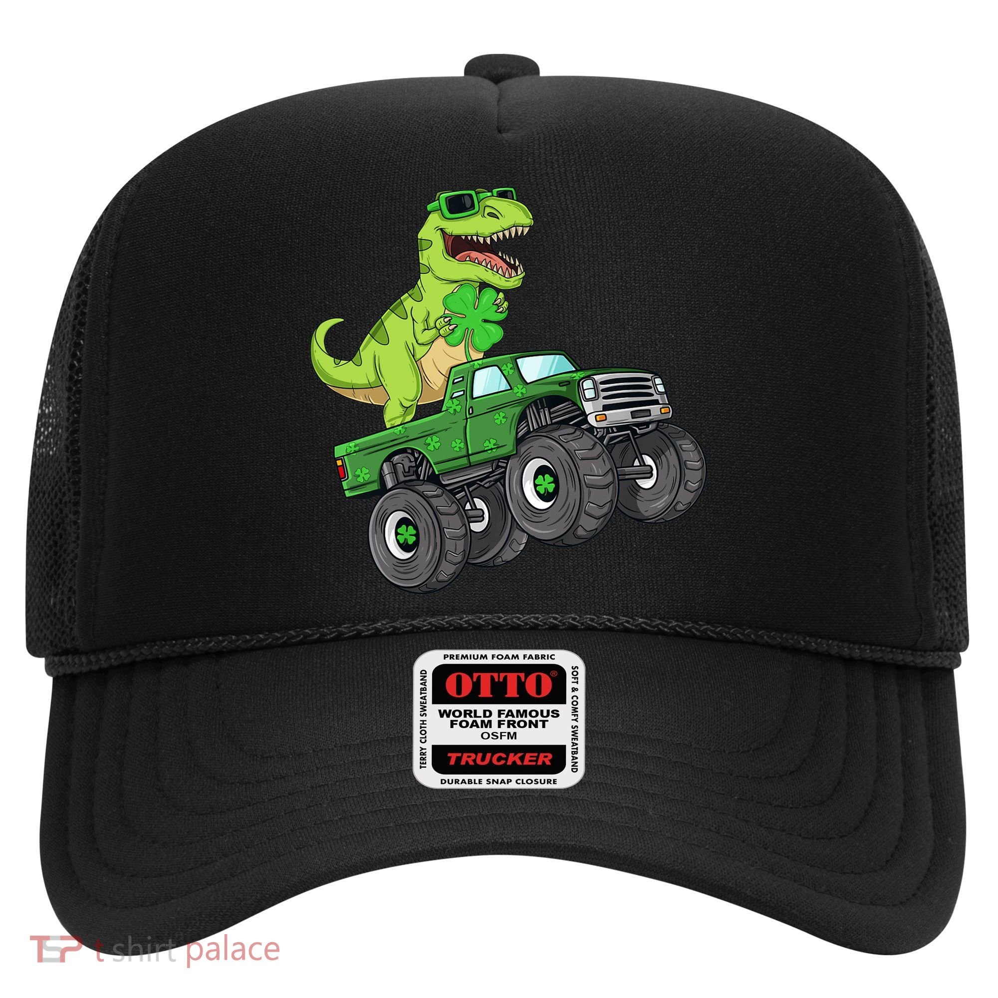 St Patricks Day T Rex Riding Monster Truck Dino Hat