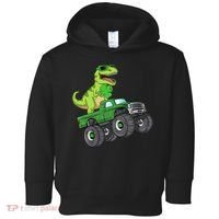 St Patricks Day T Rex Riding Monster Truck Dino Toddler Hoodie thumb 0