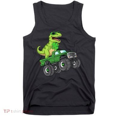 St Patricks Day T Rex Riding Monster Truck Dino Tank Top