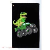 St Patricks Day T Rex Riding Monster Truck Dino Golf Towel thumb 0