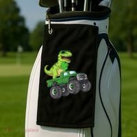 St Patricks Day T Rex Riding Monster Truck Dino Golf Towel thumb 2