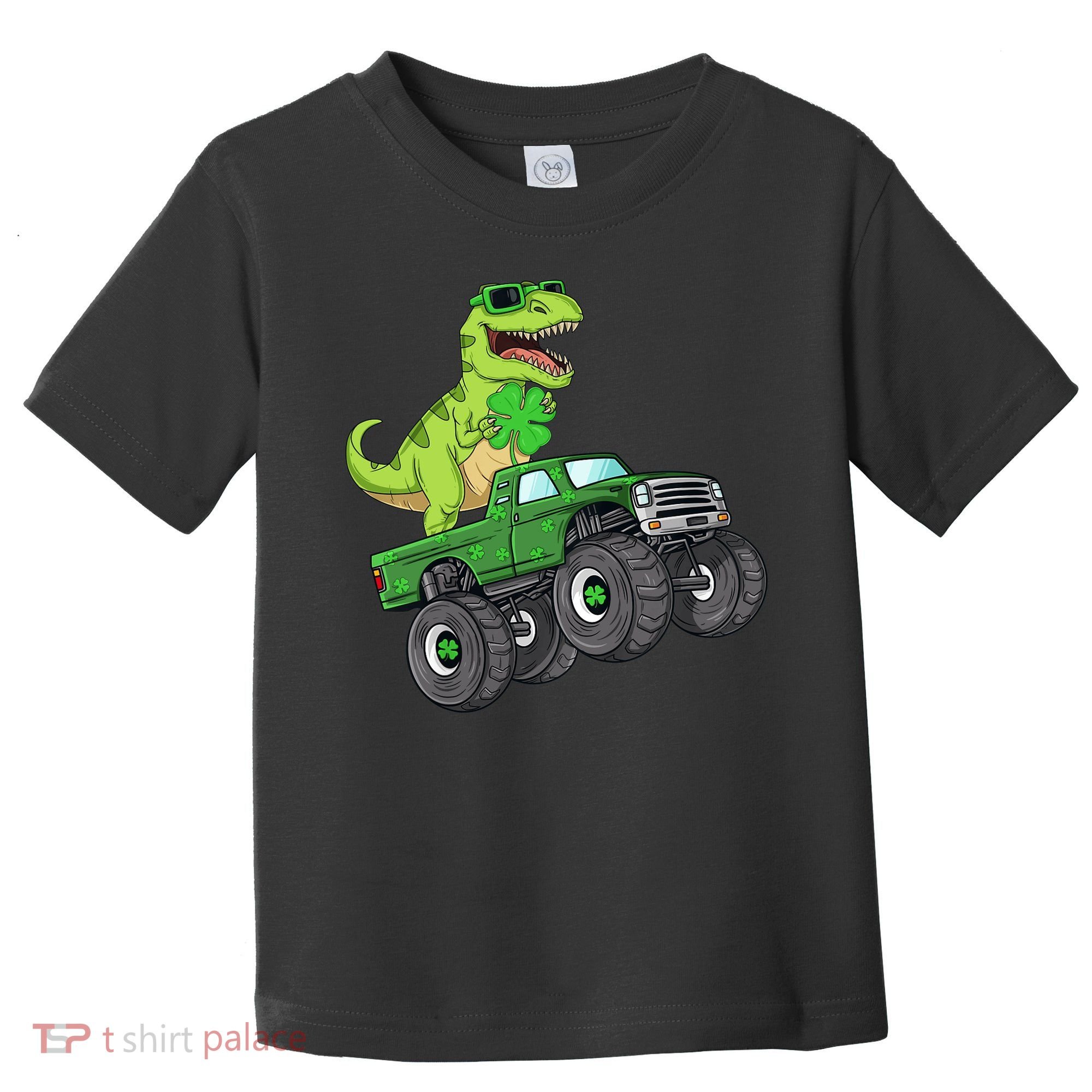 St Patricks Day T Rex Riding Monster Truck Dino Toddler T-Shirt