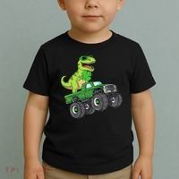 St Patricks Day T Rex Riding Monster Truck Dino Toddler T-Shirt thumb 2