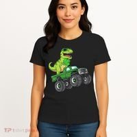 St Patricks Day T Rex Riding Monster Truck Dino Women's T-Shirt thumb 4