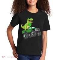 St Patricks Day T Rex Riding Monster Truck Dino Kids T-Shirt thumb 2