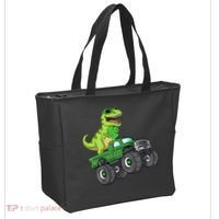 St Patricks Day T Rex Riding Monster Truck Dino Tote Bag thumb 2
