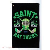 St Patrick's Day Hockey Saint Hat Tricks Shamrock Golf Towel thumb 0