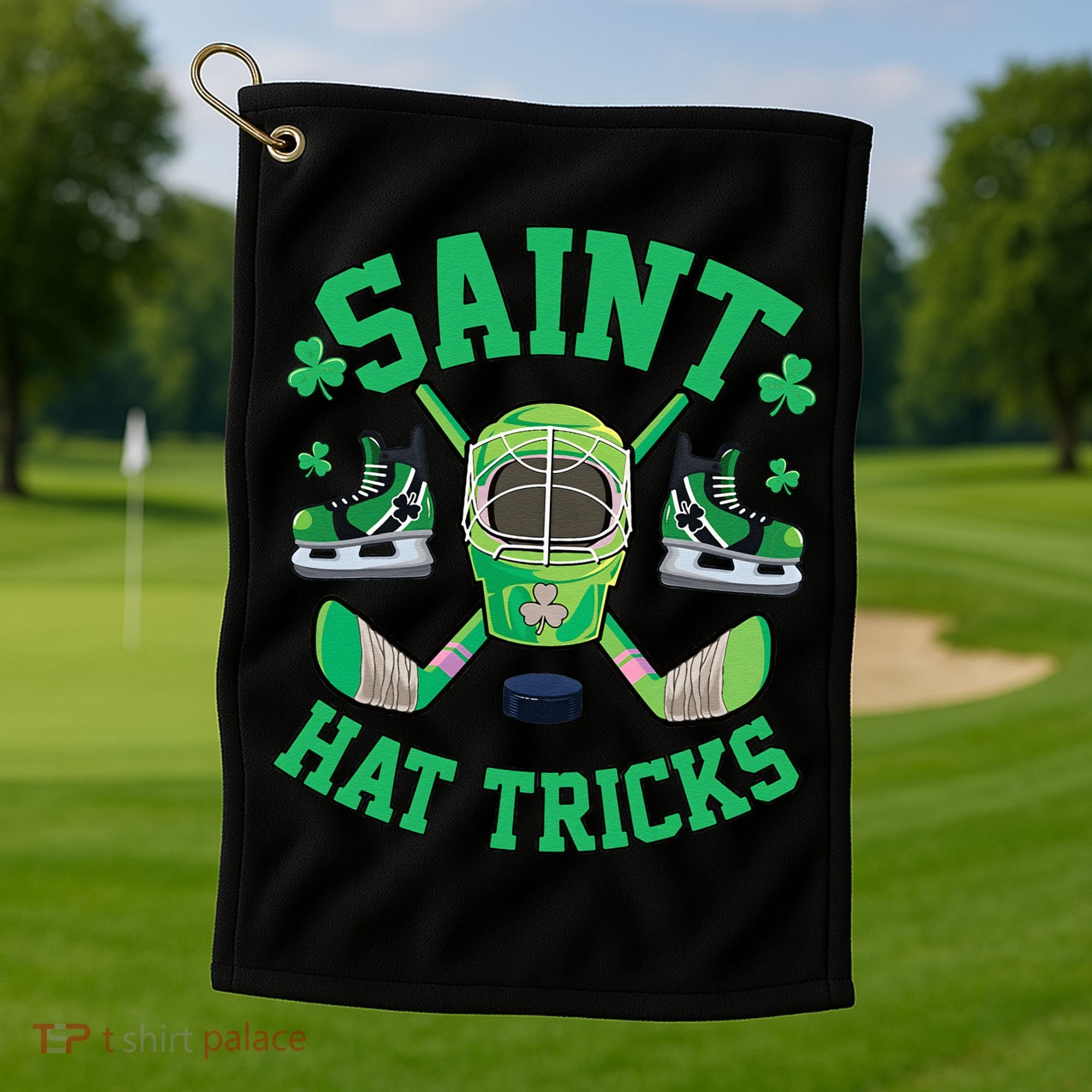 St Patrick's Day Hockey Saint Hat Tricks Shamrock Golf Towel