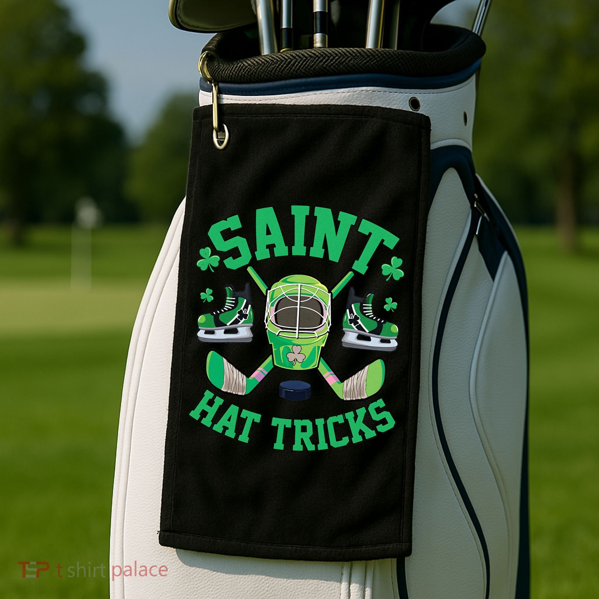 St Patrick's Day Hockey Saint Hat Tricks Shamrock Golf Towel