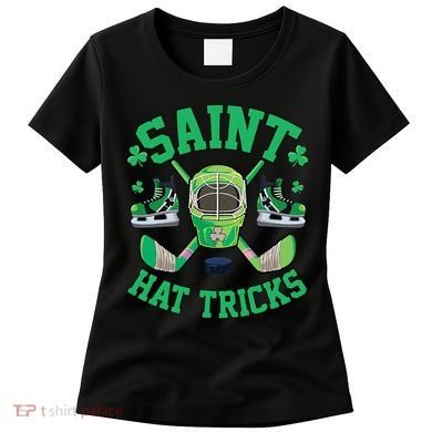 St Patrick's Day Hockey Saint Hat Tricks Shamrock Women's T-Shirt