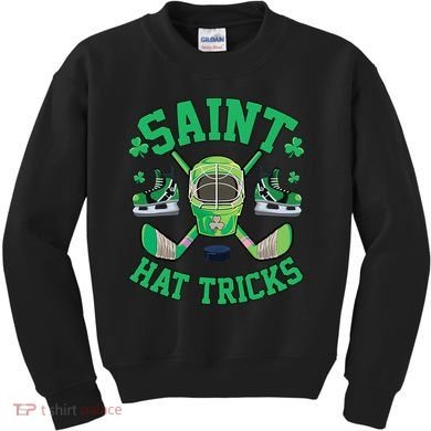 St Patrick's Day Hockey Saint Hat Tricks Shamrock Kids Sweatshirt