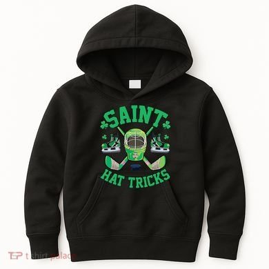 St Patrick's Day Hockey Saint Hat Tricks Shamrock Kids Hoodie