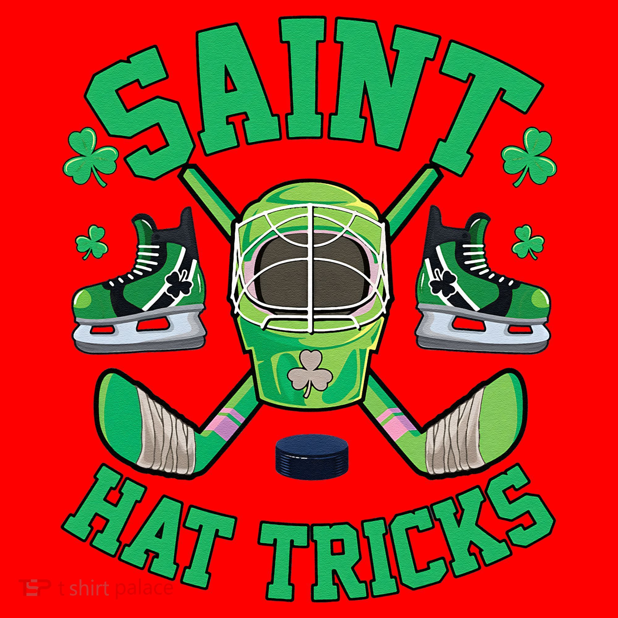 St Patrick's Day Hockey Saint Hat Tricks Shamrock Santa Hat